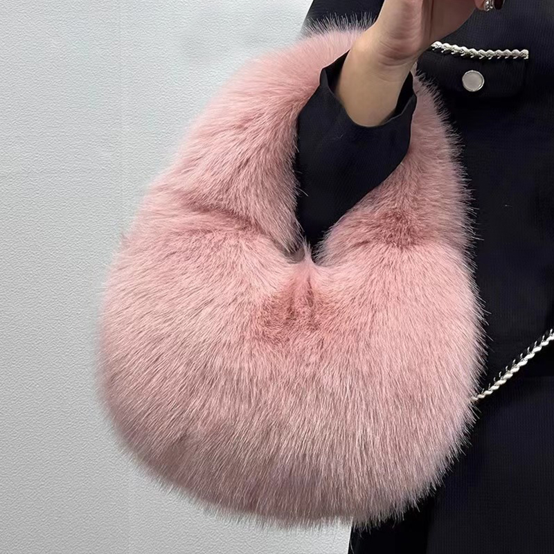 Modische, weiche Plüsch-Halbmo – Luxury Bags Tote Bewertung und Preis