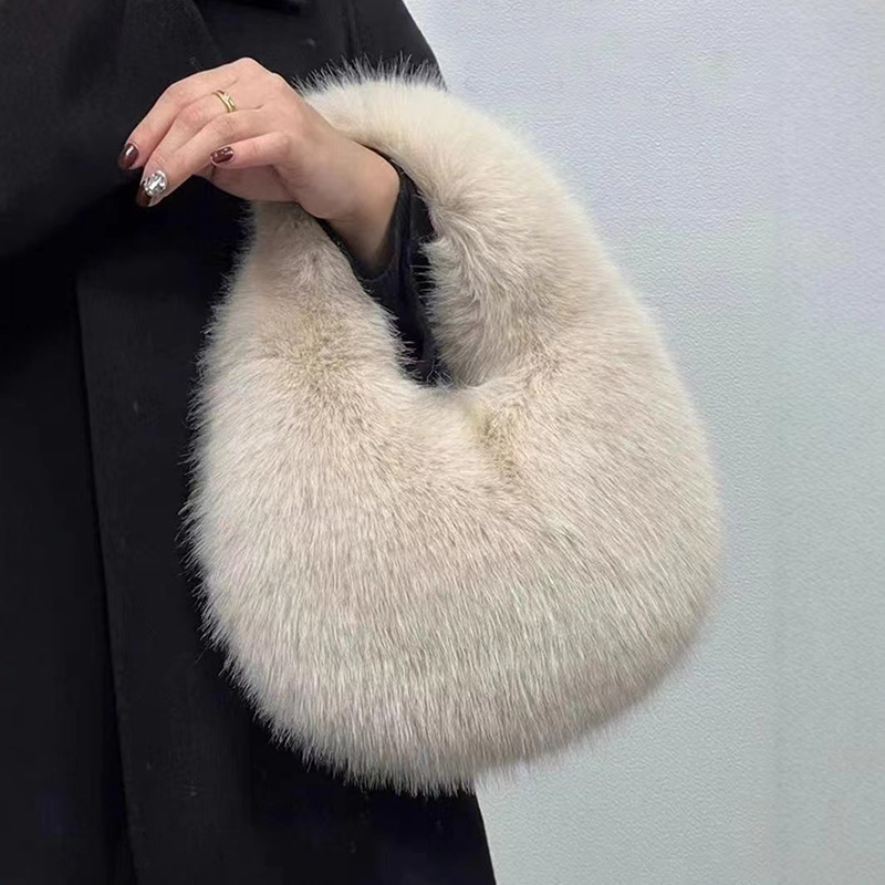 Modische, weiche Plüsch-Halbmo – Luxury Bags Tote Bewertung und Preis